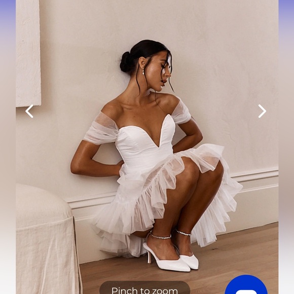 PIXI OFF-SHOULDER LACE-UP BACK MINI DRESS WHITE- from Selfie Leslie, never worn - Picture 3 of 8